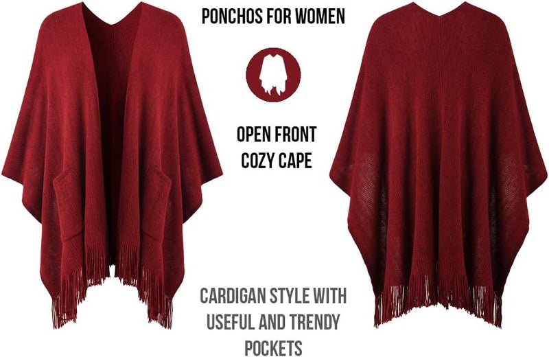 Ferand Shawl Wraps for Women, Cozy Lightweight Poncho Cape with Pockets, Warm for Fall Winter Travel - Image 3